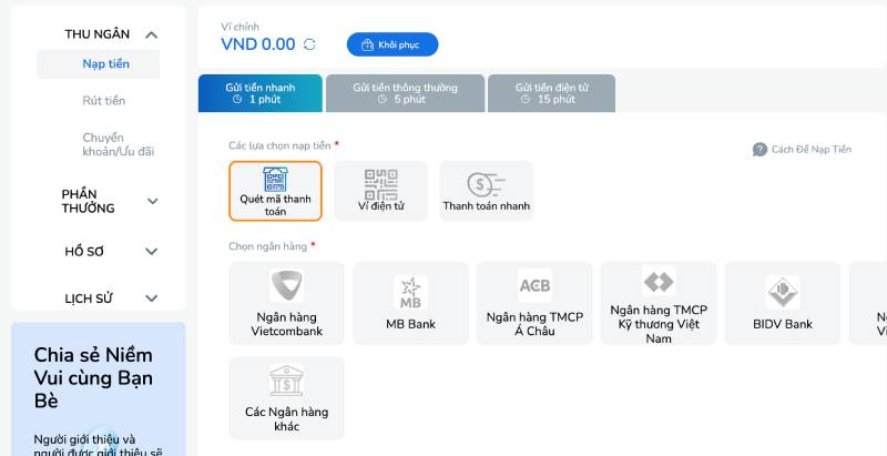 BK8 - nhà cái thể thao số 1 đến từ châu Âu 13 Nạp Tiền BK8 – Quy Trình Giao Dịch Đơn Giản